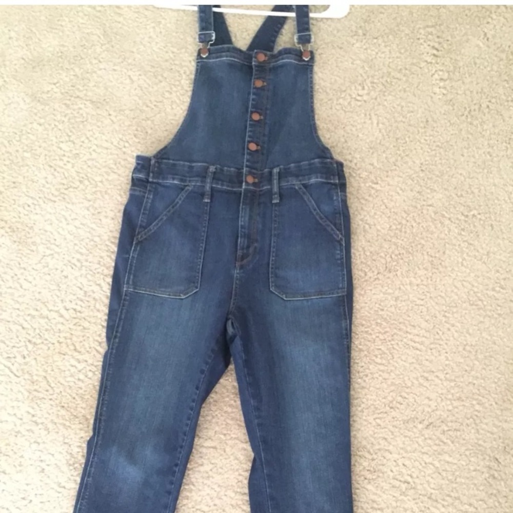 Madewell button front skinny overalls Large EUC